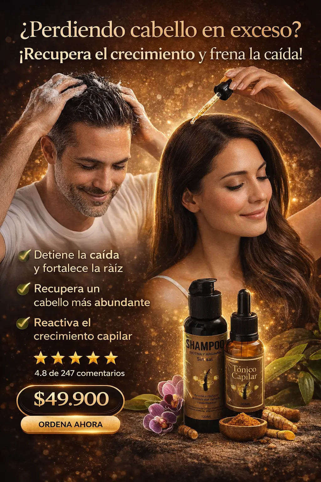 🌿 Kit Anticaída Capilar – Shampoo + Tónico | Crecimiento Fuerte y Natural 😍🌱